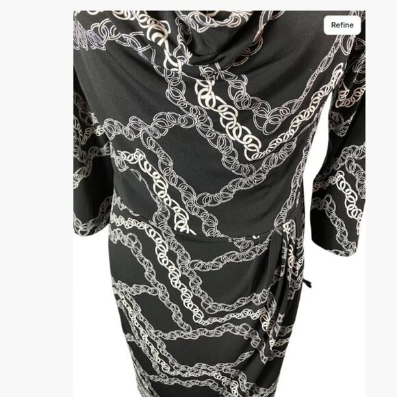 Maggy London Black and White Chains Dress with Cowl Neckline  Size 10  NWT - Picture 5 of 10